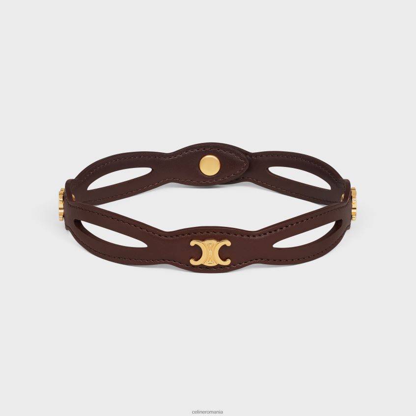 accesorii ro CELINE femei Choker les cuirs din piele de vițel și alamă cu finisaj auriu 8R6R601257