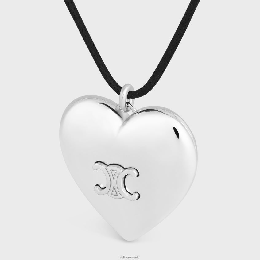 accesorii ro CELINE femei Colier coeur triomphe din alamă cu finisaj rodiu și bumbac 8R6R601256