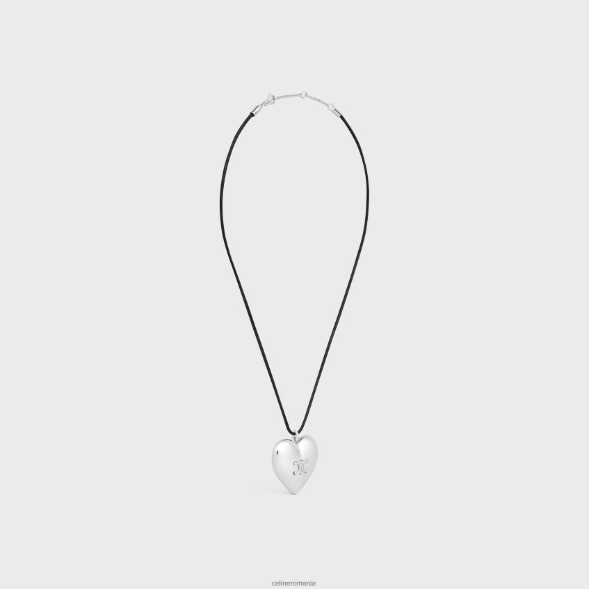 accesorii ro CELINE femei Colier coeur triomphe din alamă cu finisaj rodiu și bumbac 8R6R601256