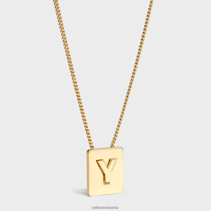 accesorii ro CELINE femei alfabet y colier din alamă cu finisaj 8R6R601348