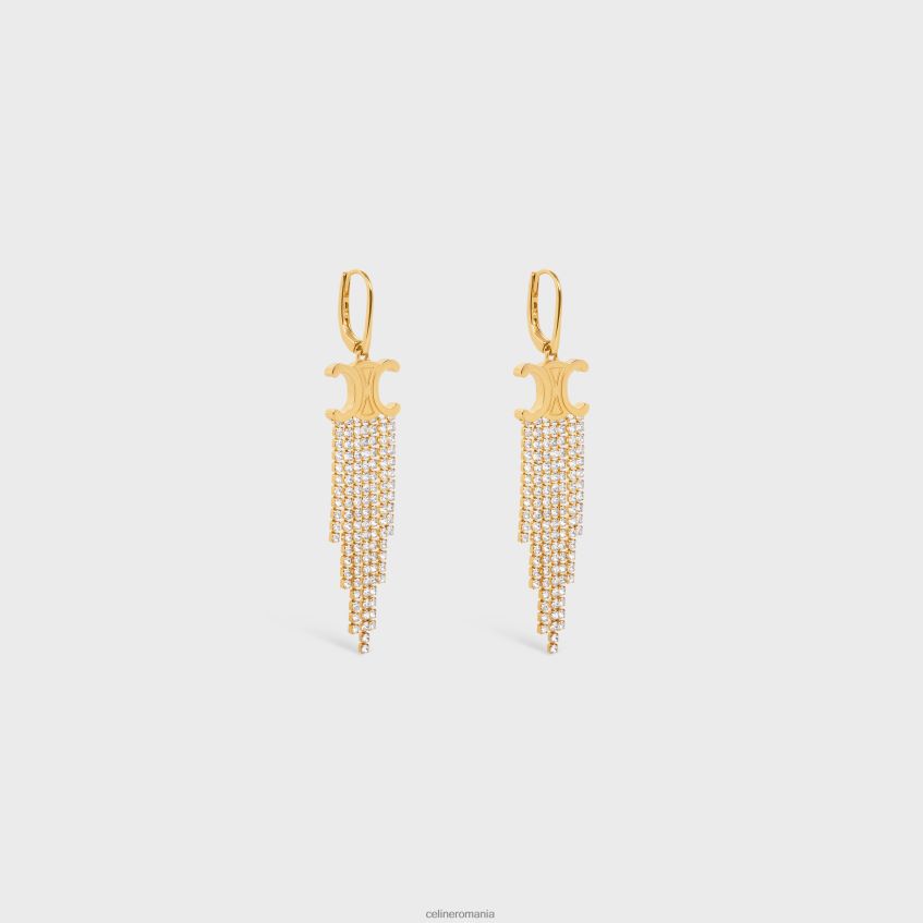 accesorii ro CELINE femei cercei cu franjuri triomphe din alama cu finisaj si stras 8R6R601275