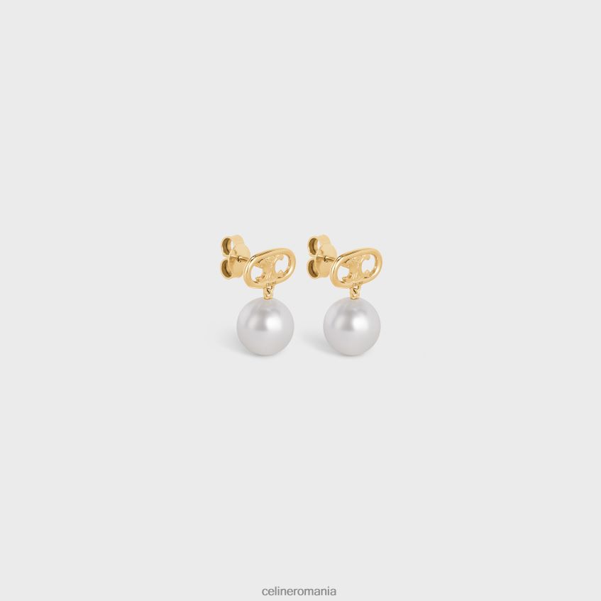 accesorii ro CELINE femei cercei cu perle triomphe din alamă cu finisaj auriu și perle de sticlă 8R6R601272