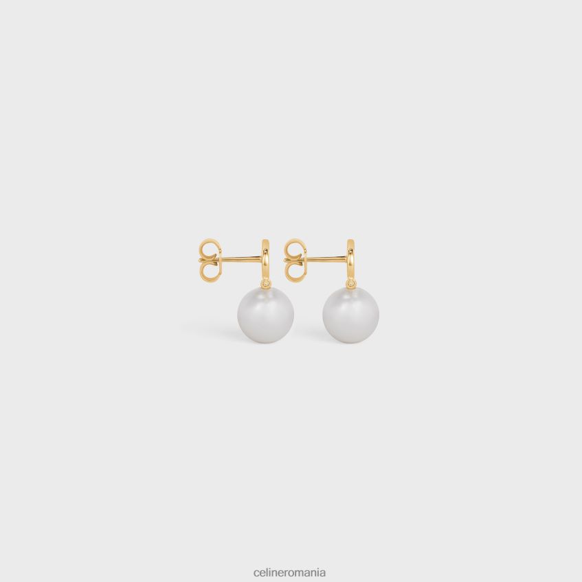 accesorii ro CELINE femei cercei cu perle triomphe din alamă cu finisaj auriu și perle de sticlă 8R6R601272