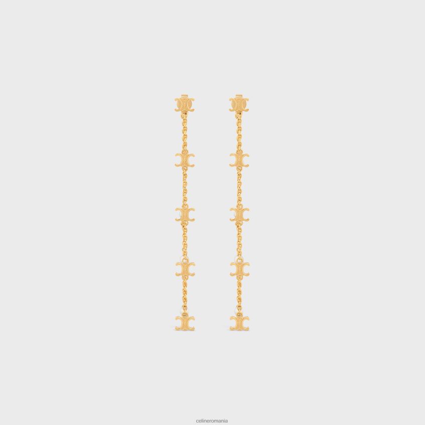 accesorii ro CELINE femei cercei lungi de perle triomphe din alamă cu finisaj auriu și perle de rășină 8R6R601283