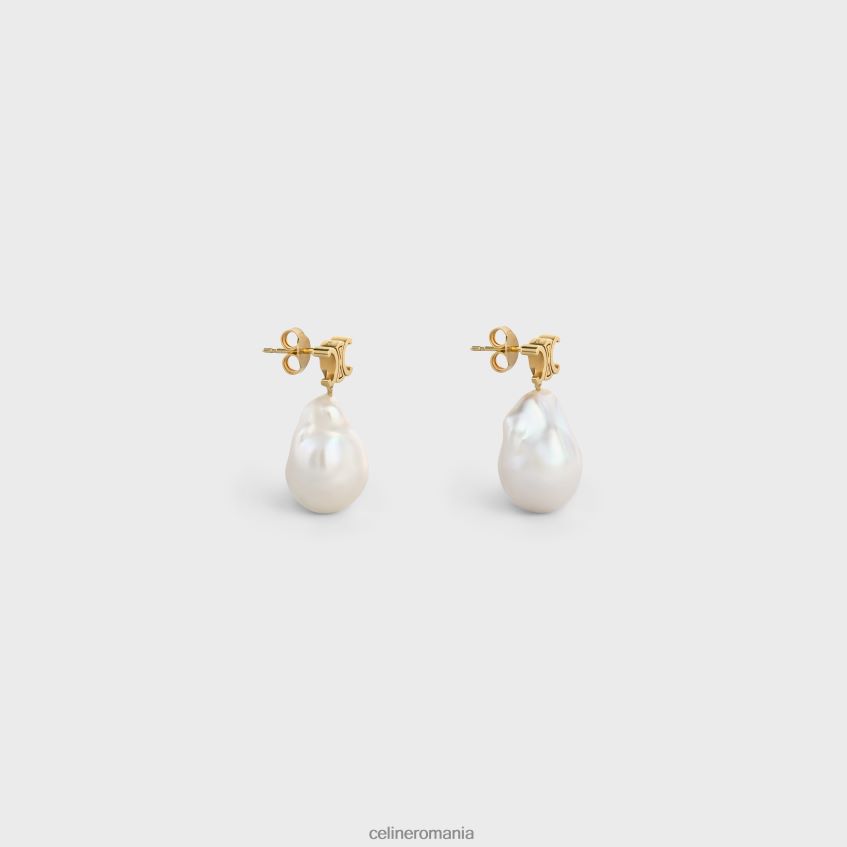 accesorii ro CELINE femei cercei triumf baroc din alamă cu finisaj auriu și perle de cultură 8R6R601273