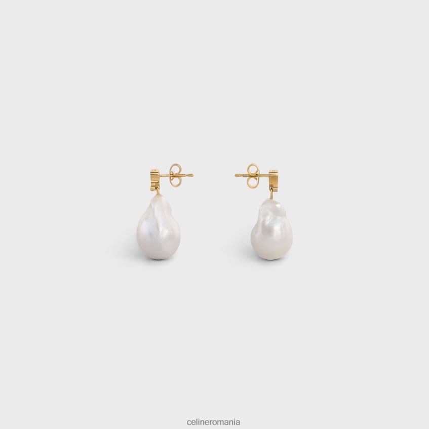 accesorii ro CELINE femei cercei triumf baroc din alamă cu finisaj auriu și perle de cultură 8R6R601273