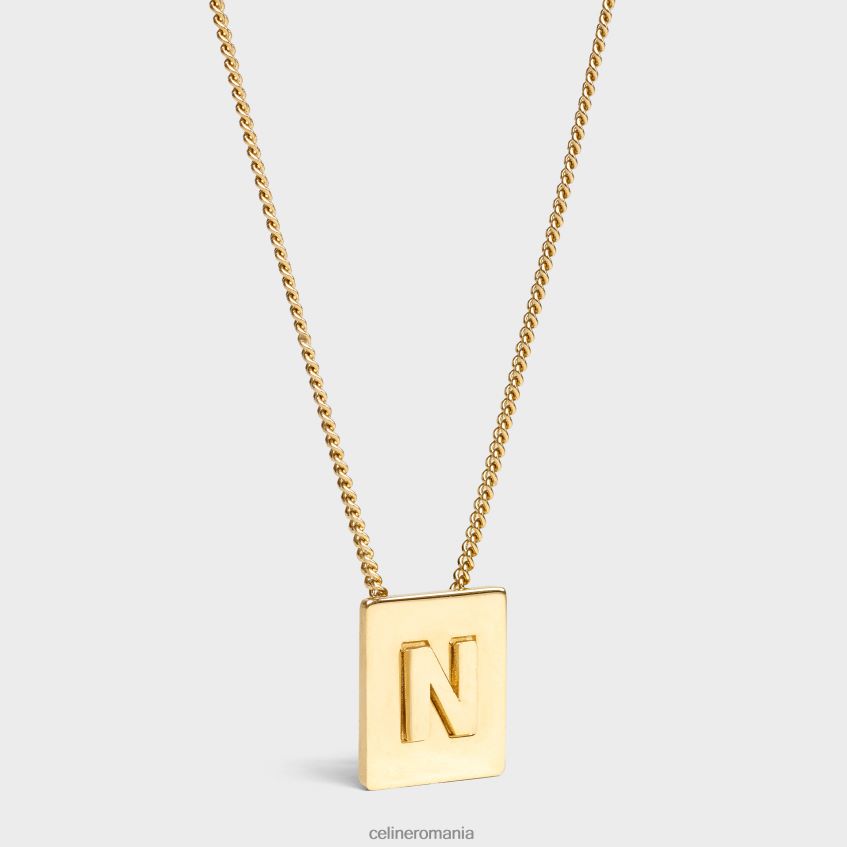 accesorii ro CELINE femei colier alfabet n din alamă cu finisaj 8R6R601337