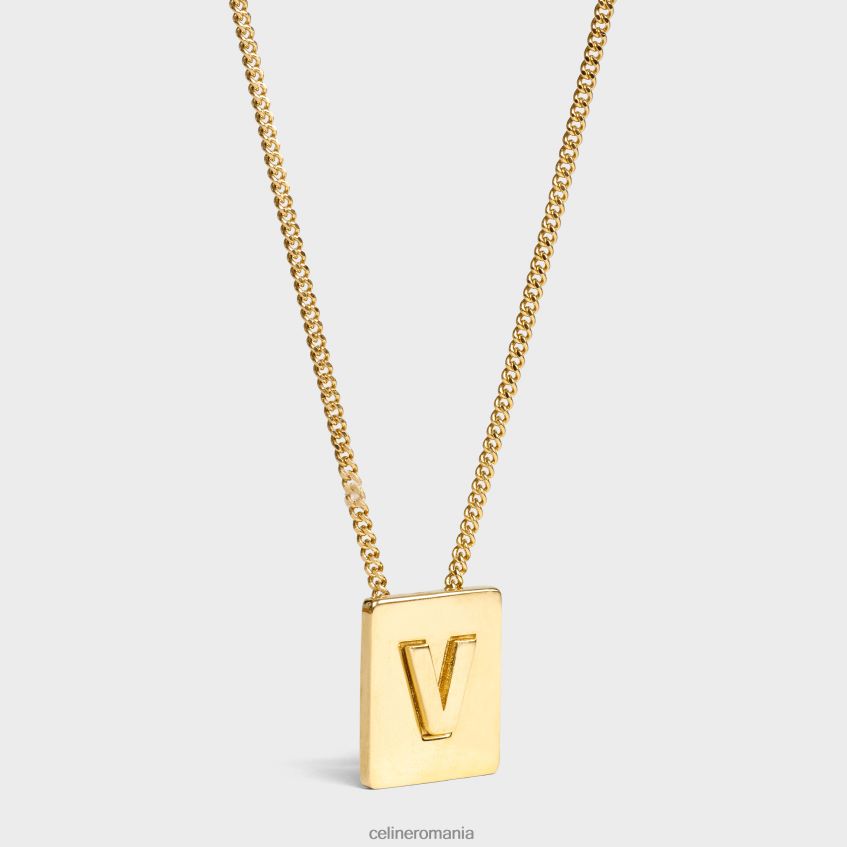 accesorii ro CELINE femei colier alfabet v din alamă cu finisaj 8R6R601345