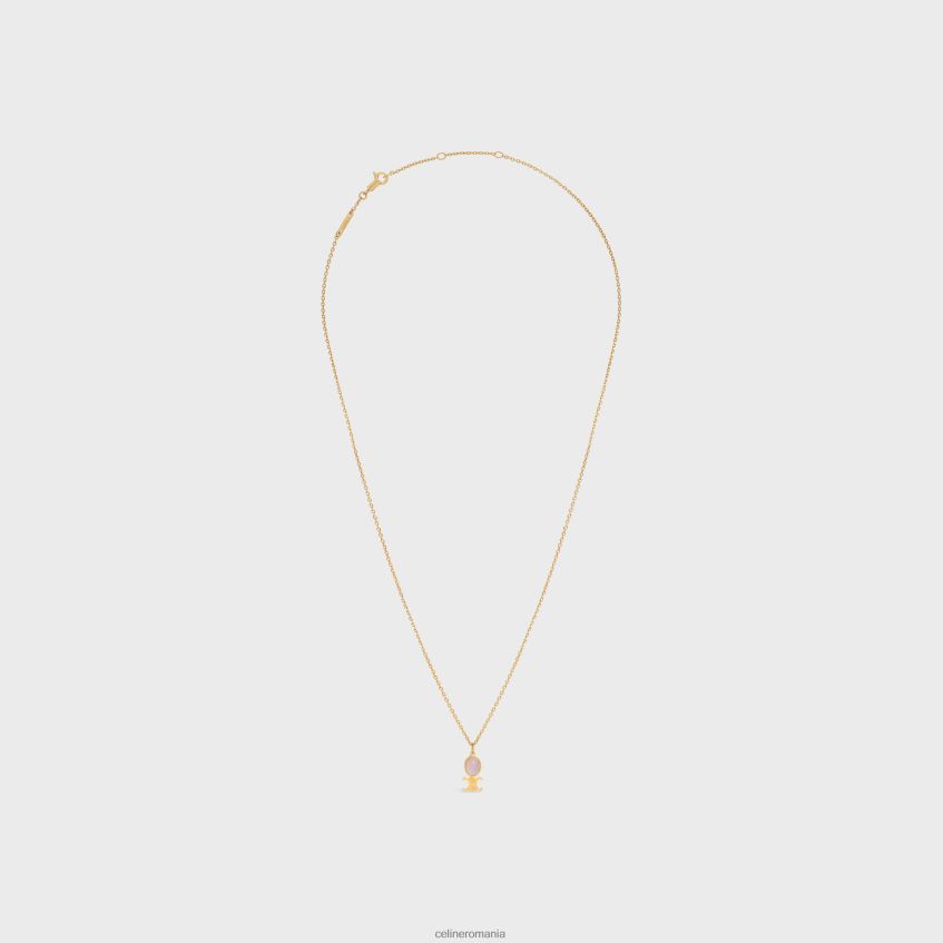 accesorii ro CELINE femei colier mic triomphe indie din alamă cu finisaj cuarț roz 8R6R601284