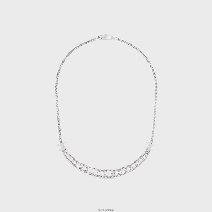 accesorii ro CELINE femei colier scurt cu margarete din alamă cu finisaj rodiu și stras 8R6R601354