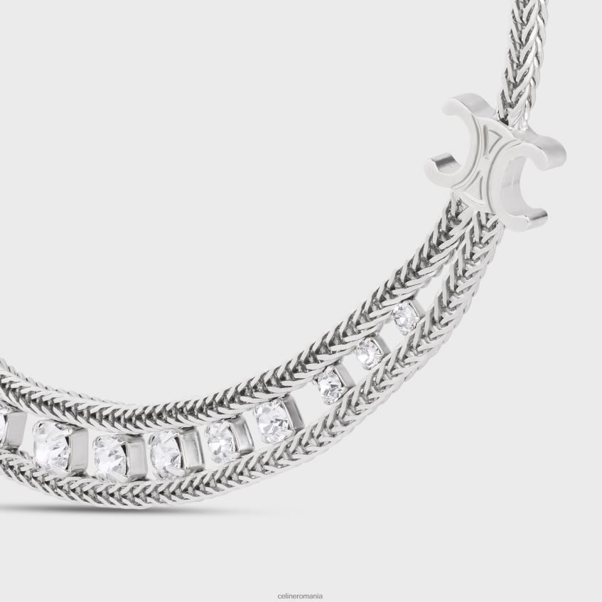 accesorii ro CELINE femei colier scurt cu margarete din alamă cu finisaj rodiu și stras 8R6R601354