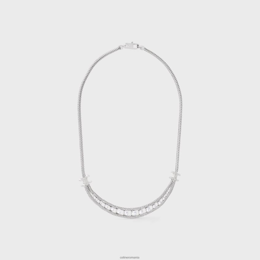 accesorii ro CELINE femei colier scurt cu margarete din alamă cu finisaj rodiu și stras 8R6R601354