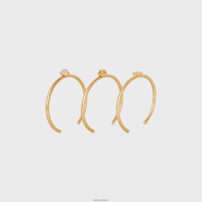 accesorii ro CELINE femei set indie triomphe de 3 manșete din alamă cu finisaj auriu, cuarț rutilat și cuarț roz 8R6R601286