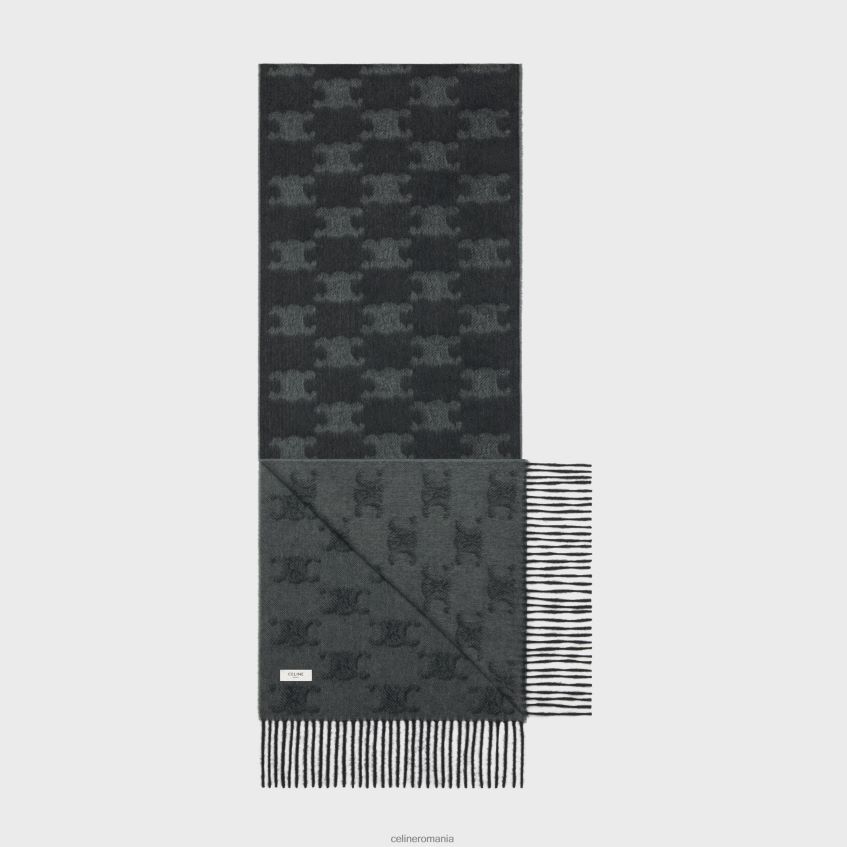 accesorii ro CELINE bărbați eșarfă cu franjuri din cașmir monogramă 8R6R602261