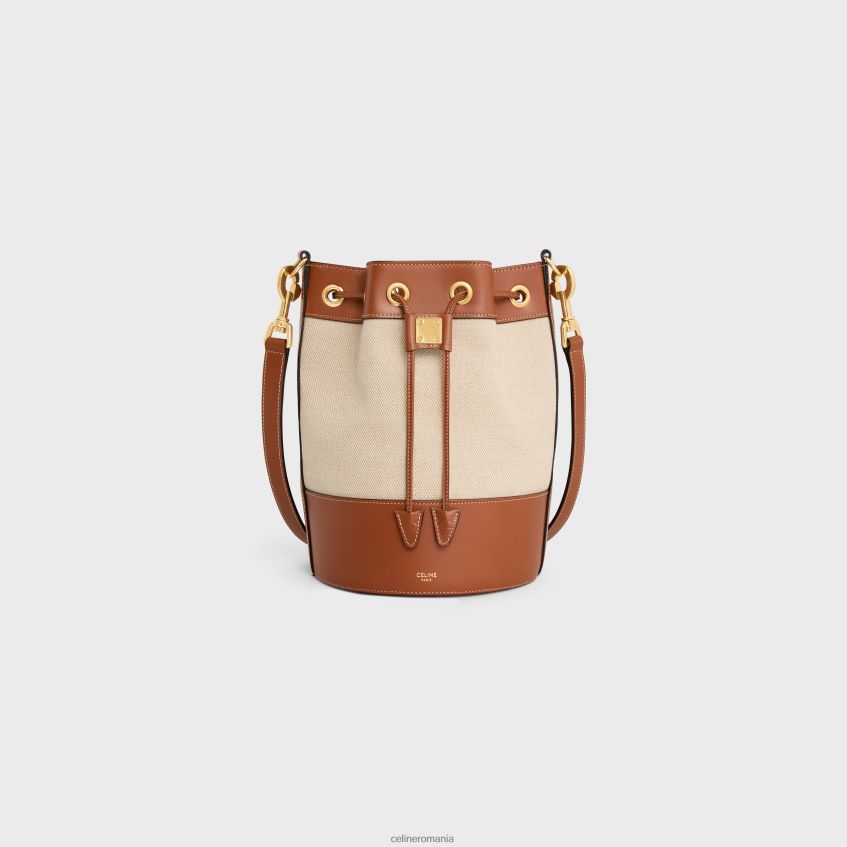 accesorii ro CELINE femei Cabas marin cu șnur mic din material textil și piele de vițel 8R6R60300