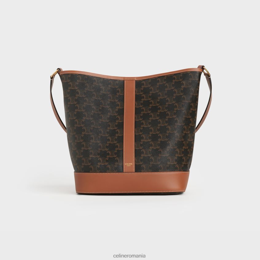 accesorii ro CELINE femei găleată medie din pânză Triomphe și piele de vițel 8R6R60217