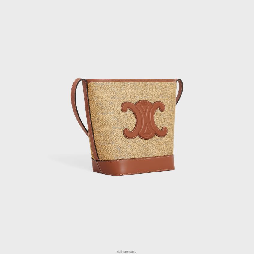 accesorii ro CELINE femei găleată mică cuir triomphe din material textil cu efect de rafie cu jacquard triomphe 8R6R60203