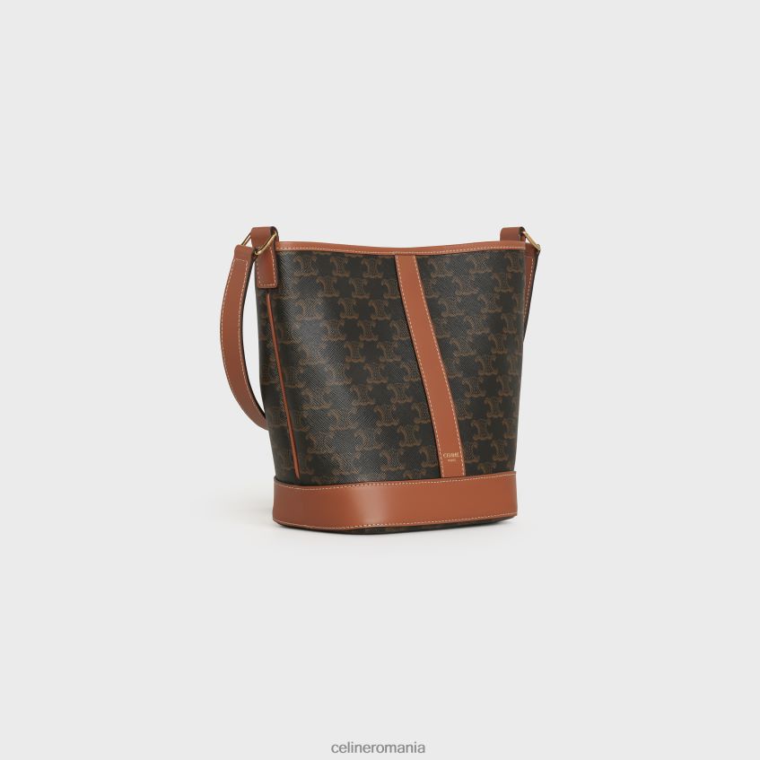 accesorii ro CELINE femei găleată mică din pânză Triomphe și piele de vițel 8R6R60218