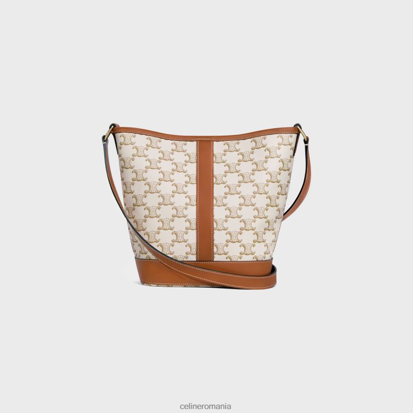 accesorii ro CELINE femei găleată mică din pânză Triomphe și piele de vițel 8R6R60220