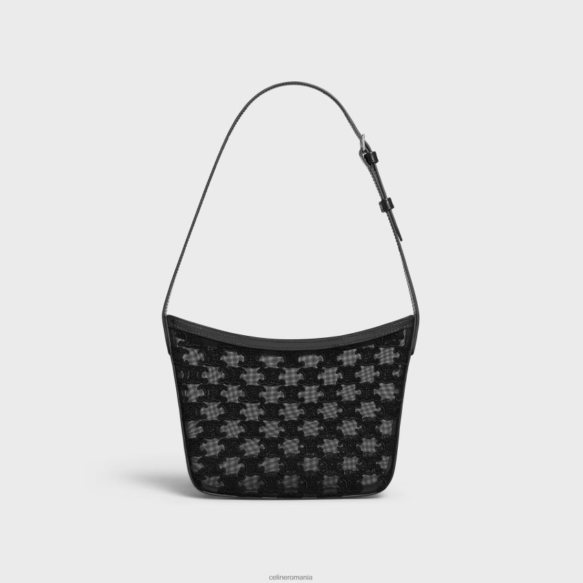 accesorii ro CELINE femei geantă croque medie din tul textil cu broderii triomphe 8R6R6040