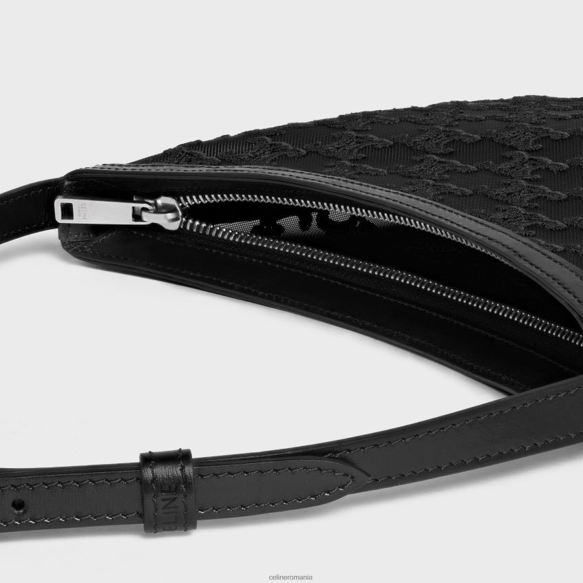 accesorii ro CELINE femei geantă croque medie din tul textil cu broderii triomphe 8R6R6040