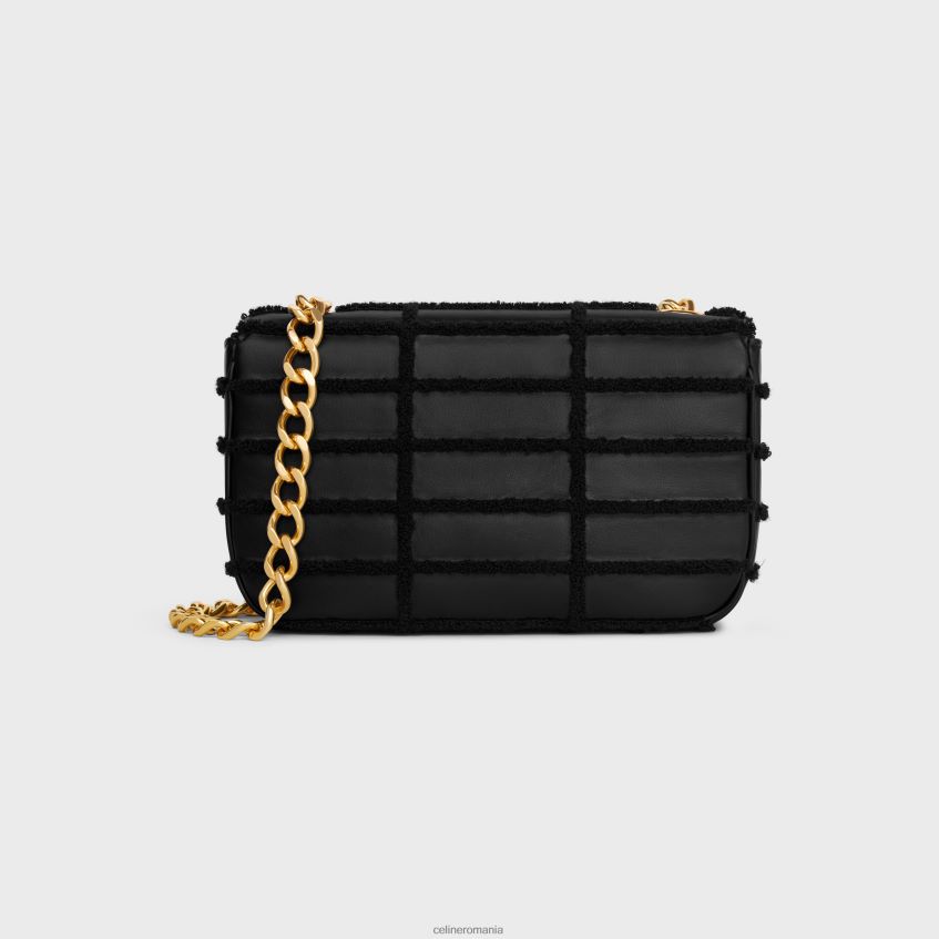 accesorii ro CELINE femei geantă de umăr cu lanț matelasse monocrom din piele de vițel matlasată cu broderie bouclette 8R6R60283