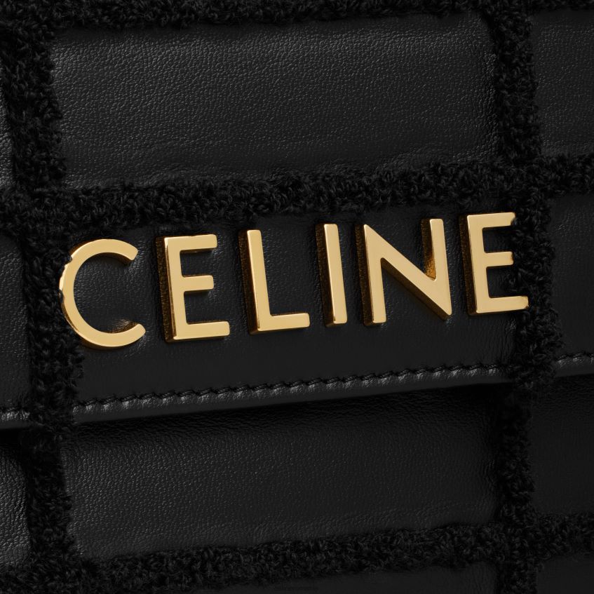 accesorii ro CELINE femei geantă de umăr cu lanț matelasse monocrom din piele de vițel matlasată cu broderie bouclette 8R6R60283