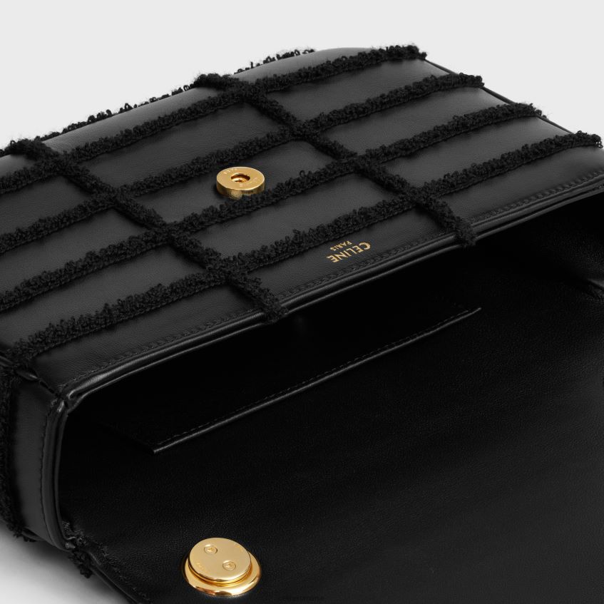 accesorii ro CELINE femei geantă de umăr cu lanț matelasse monocrom din piele de vițel matlasată cu broderie bouclette 8R6R60283