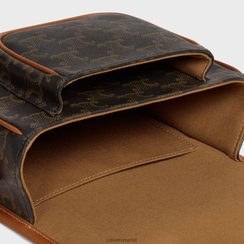 accesorii ro CELINE femei geantă folco medie din pânză și piele de vițel Triomphe 8R6R60221