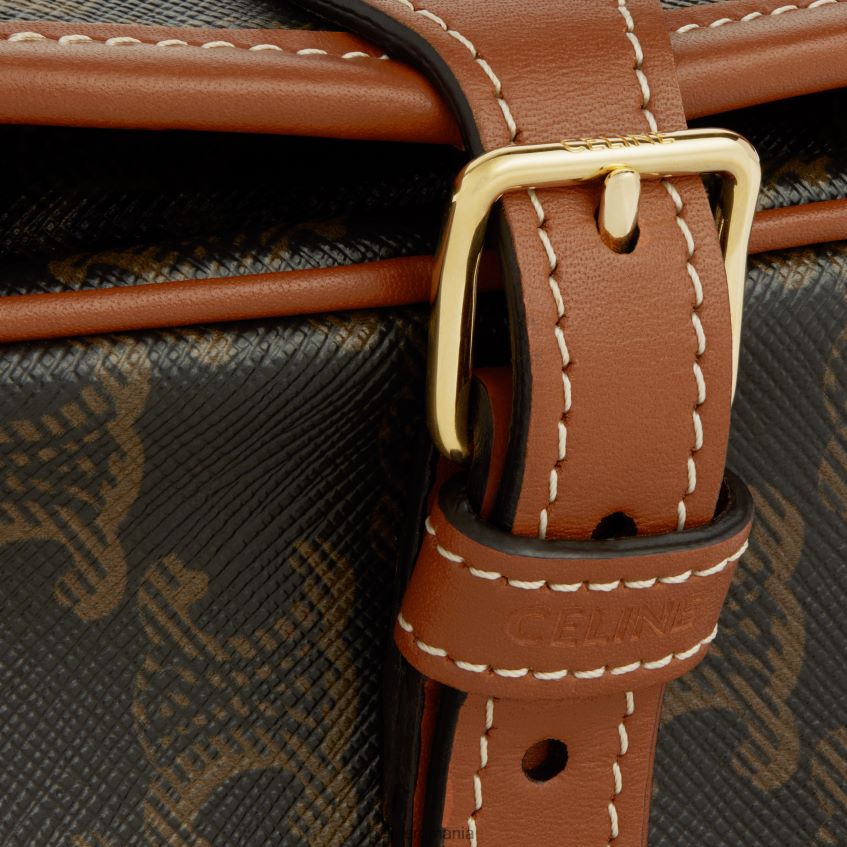 accesorii ro CELINE femei geantă folco medie din pânză și piele de vițel Triomphe 8R6R60221