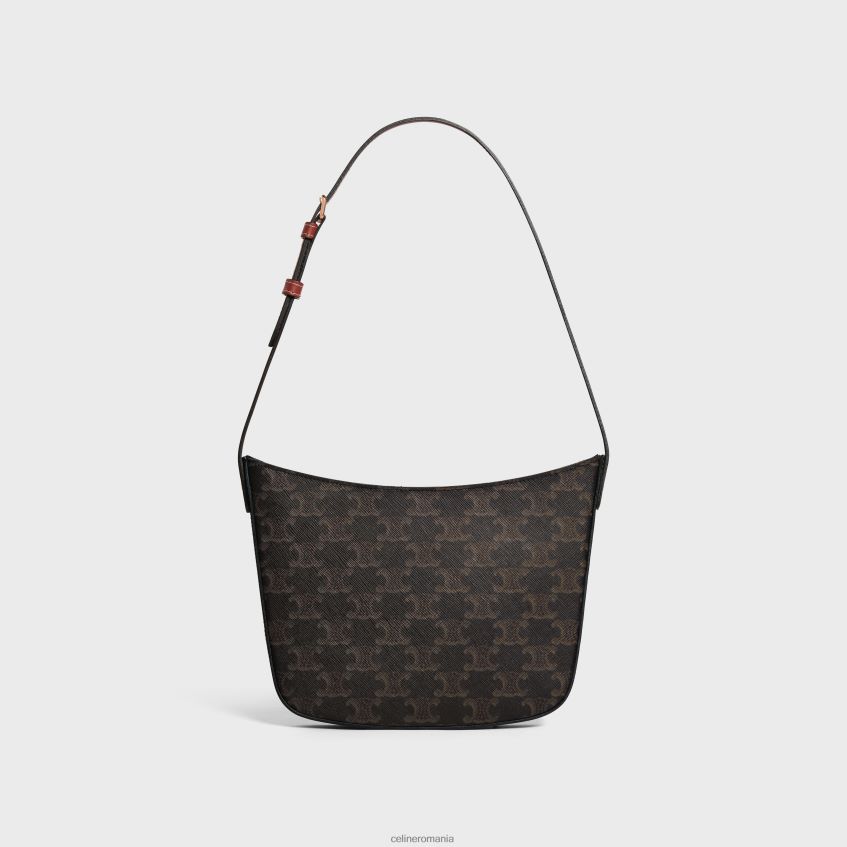 accesorii ro CELINE femei geantă medie croque din pânză și piele de vițel Triomphe 8R6R60229