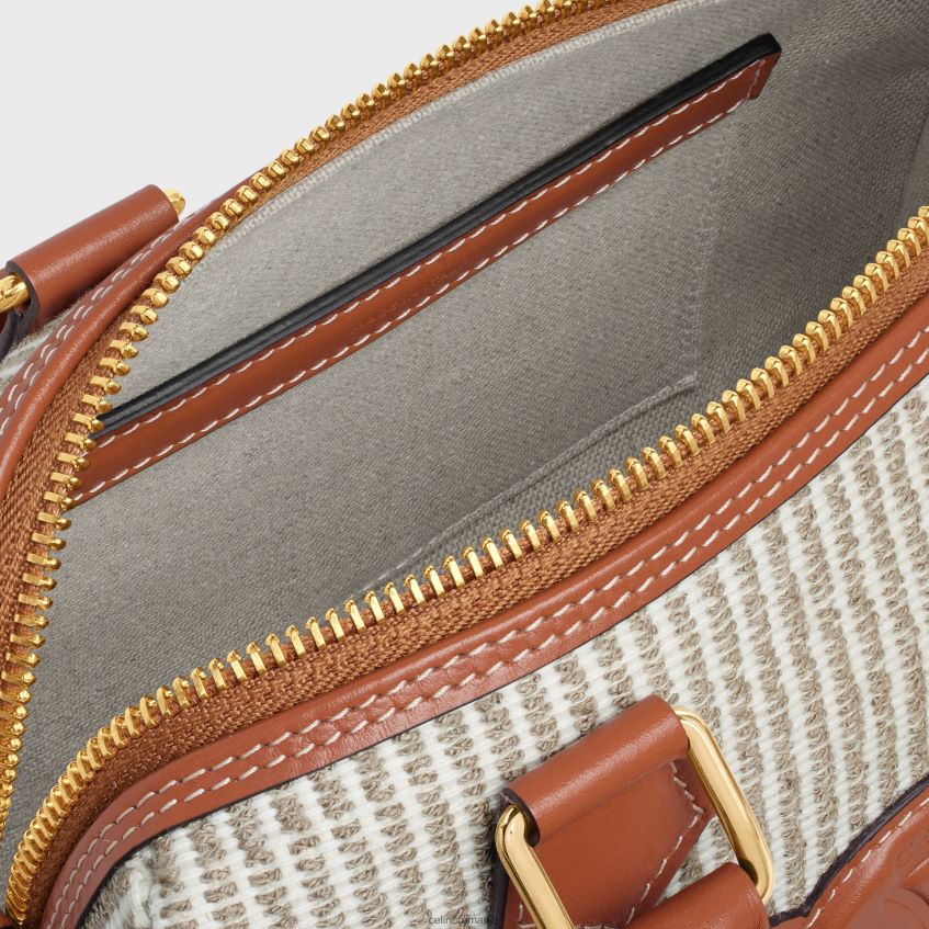 accesorii ro CELINE femei mic boston cuir triomphe din material textil cu dungi și piele de vițel 8R6R60208