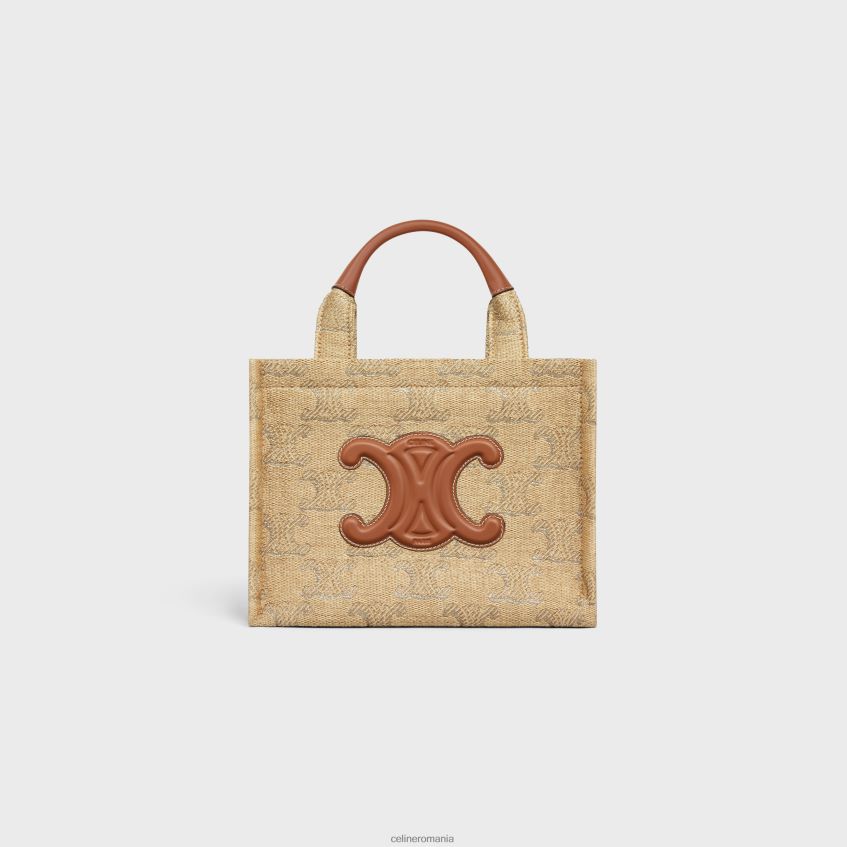 accesorii ro CELINE femei mici cabas thais din material textil cu efect de rafie cu jacquard triomphe 8R6R60248