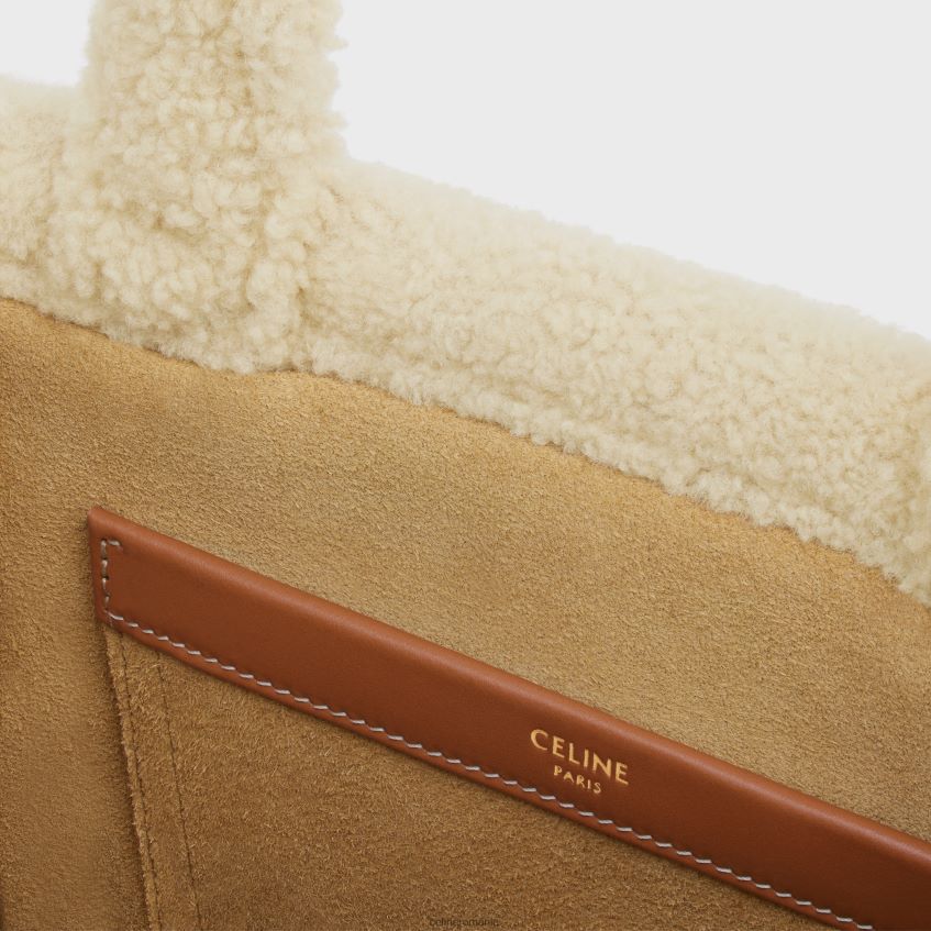 accesorii ro CELINE femei mici cabas thais în shearling cu broderii triomphe 8R6R60252