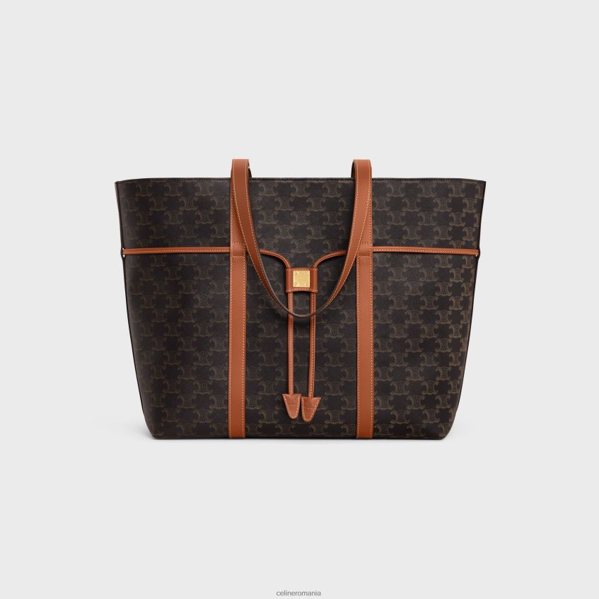 accesorii ro CELINE femei șnur cabas din pânză Triomphe și piele de vițel 8R6R60235