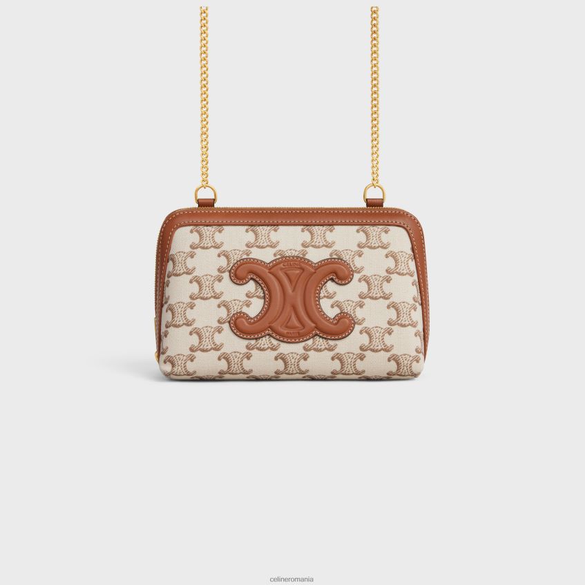 accesorii ro CELINE femei clutch cu lanț cuir triomphe din material textil cu imprimeu triomphe și piele de vițel 8R6R60337