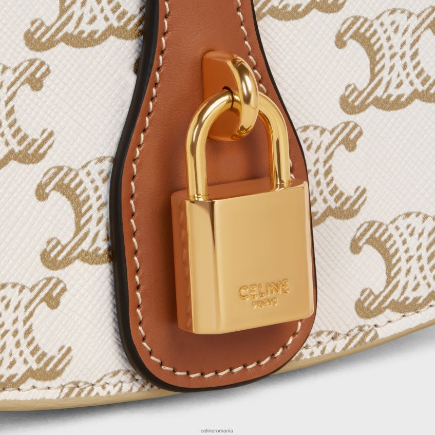 accesorii ro CELINE femei clutch pe curea tabou din pânză Triomphe și piele de vițel 8R6R60345