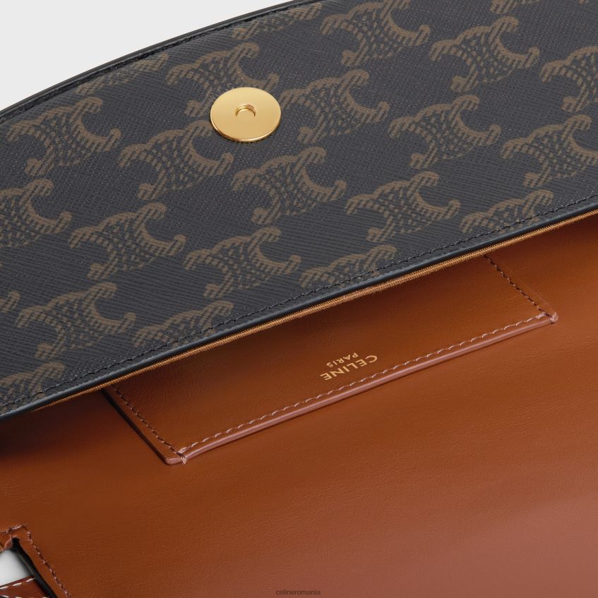 accesorii ro CELINE femei clutch pe curea tabou din pânză Triomphe și piele de vițel 8R6R60389