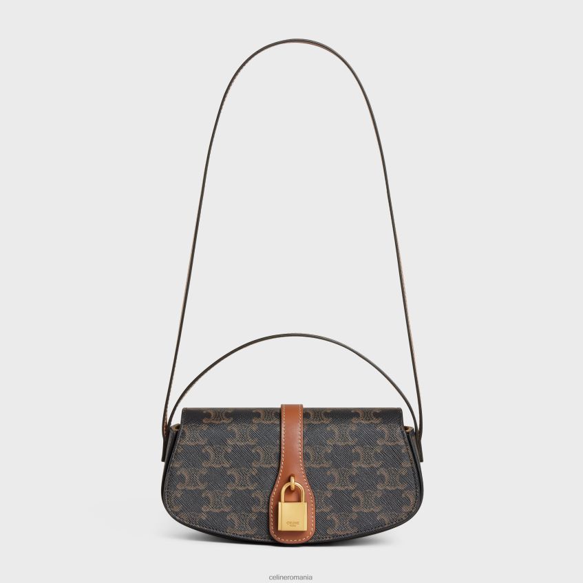 accesorii ro CELINE femei clutch pe curea tabou din pânză Triomphe și piele de vițel 8R6R60389