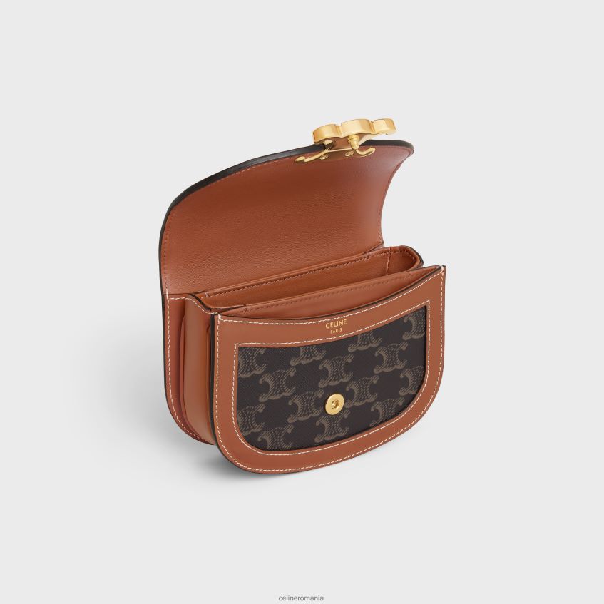 accesorii ro CELINE femei mini besace clea în pânză Triomphe și piele de vițel 8R6R60324