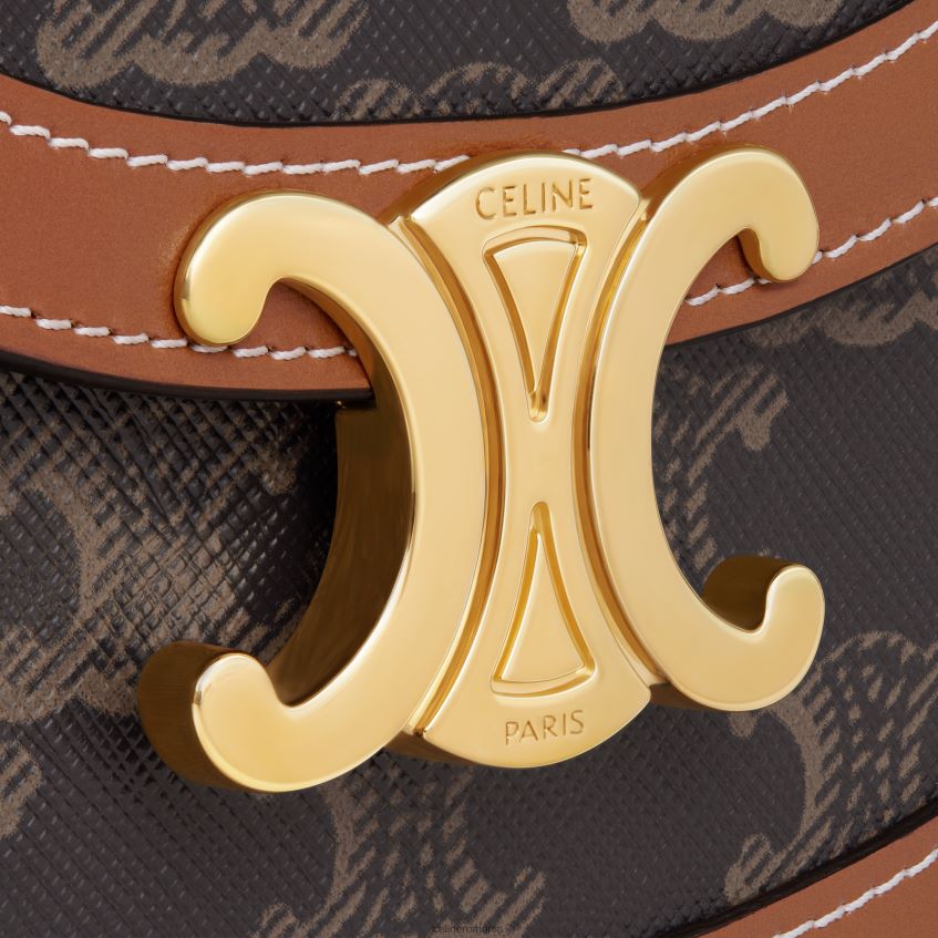 accesorii ro CELINE femei mini besace clea în pânză Triomphe și piele de vițel 8R6R60324