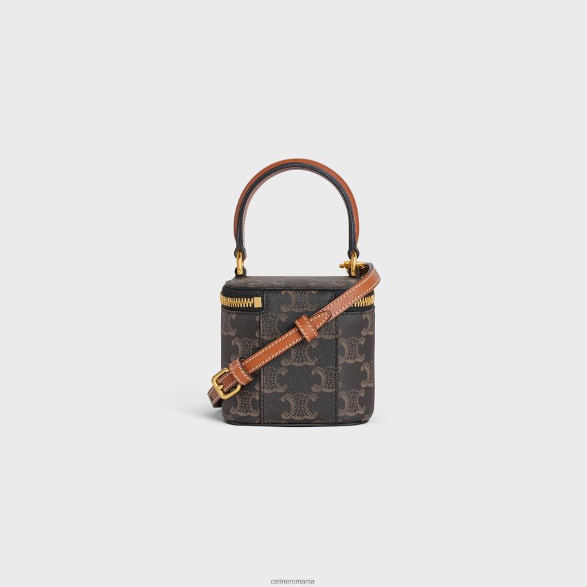 accesorii ro CELINE femei mini husă de toaletă din pânză Triomphe și piele de vițel 8R6R60390