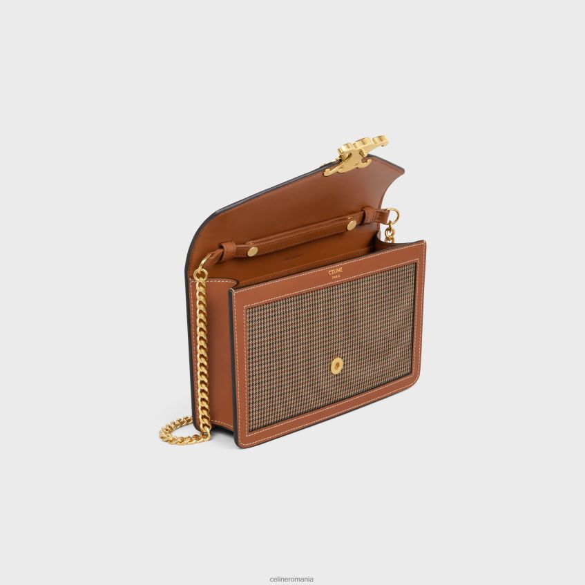 accesorii ro CELINE femei portofel pe lanț margo din material textil și piele de vițel pied de poule 8R6R60356