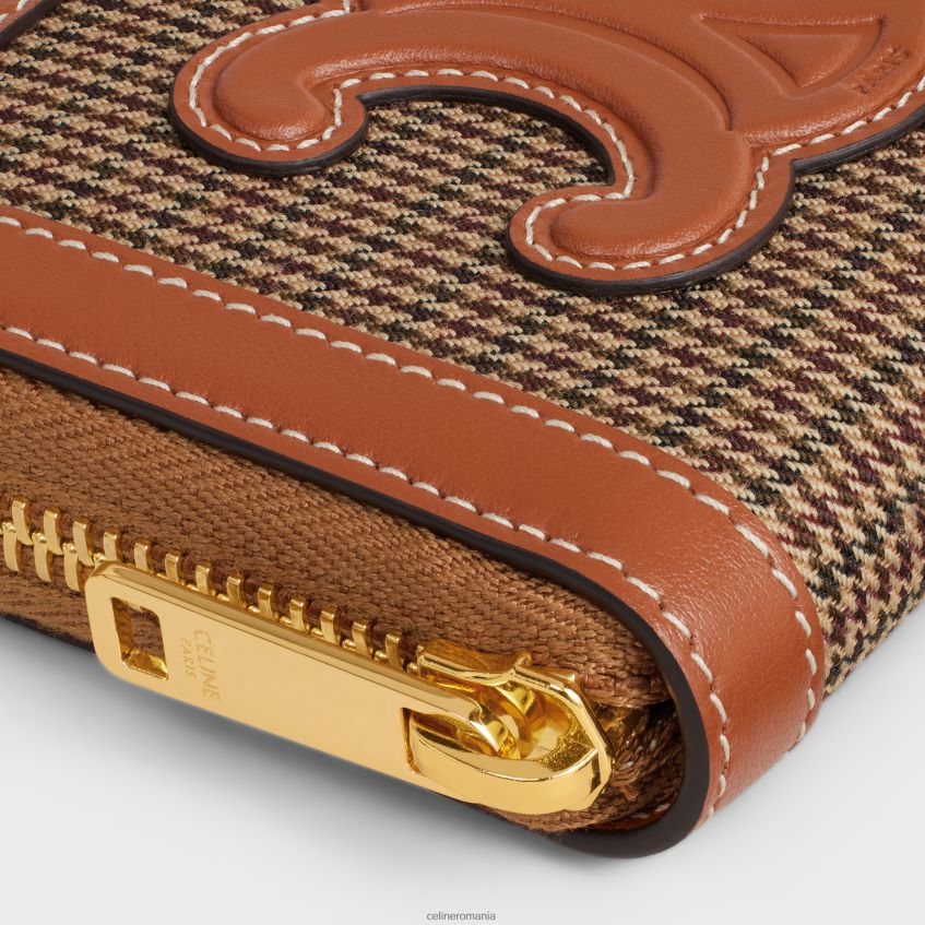 accesorii ro CELINE femei portofel compact cu fermoar cuir triomphe din material textil și piele de vițel pie de poule 8R6R60473