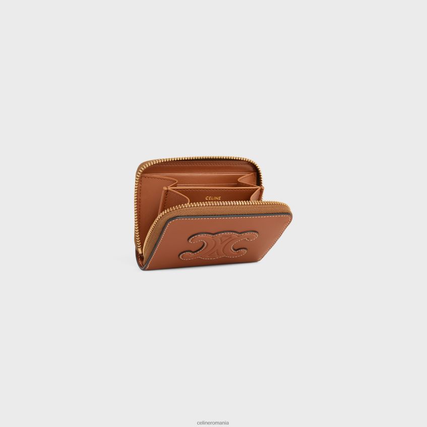 accesorii ro CELINE femei portofel compact cu fermoar cuir triomphe din piele de vițel netedă 8R6R60426