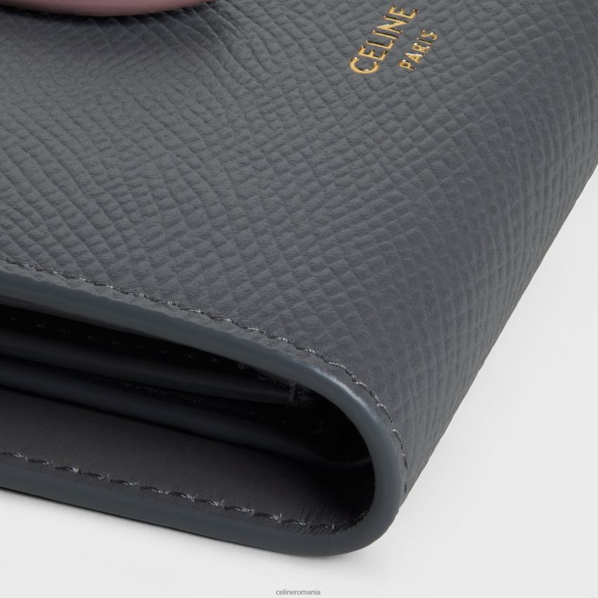 accesorii ro CELINE femei portofel mic cu curea din piele de vițel granulată bicolor 8R6R60478