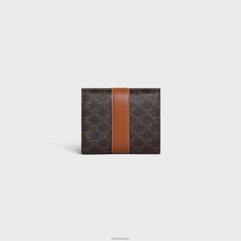 accesorii ro CELINE femei portofel mic trifold din pânză Triomphe și piele de miel 8R6R60483