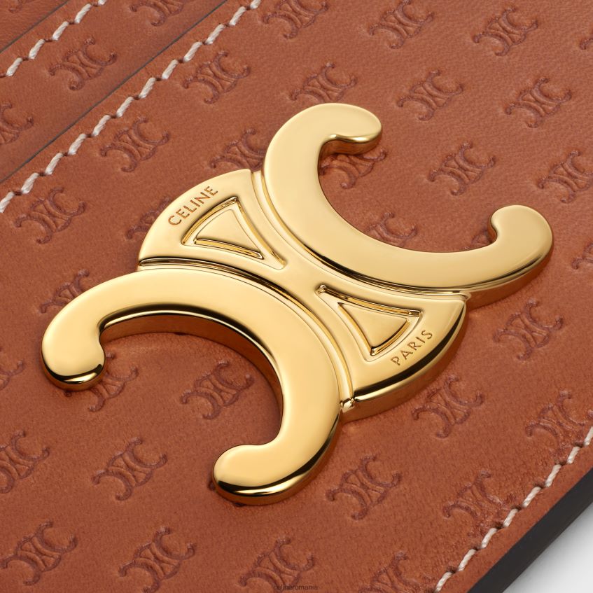 accesorii ro CELINE femei Suport card triomphe din piele de vițel naturală în relief 8R6R60418