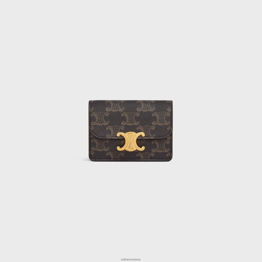 accesorii ro CELINE femei suport card cu clapă triomphe în pânză triomphe 8R6R60494