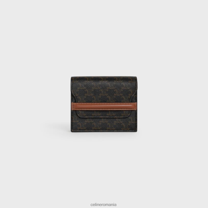 accesorii ro CELINE femei suport pentru cărți de vizită din pânză Triomphe și piele de miel 8R6R60501